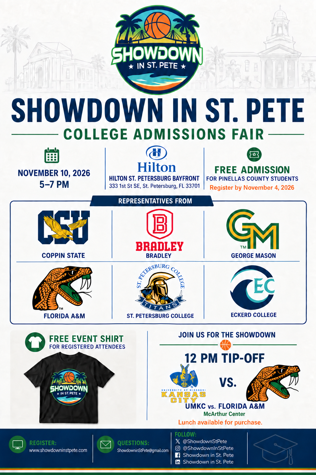 Showdown in St. Pete College Admissions Fair — November 10, 2026, 5–7 PM at Hilton St. Petersburg Bayfront