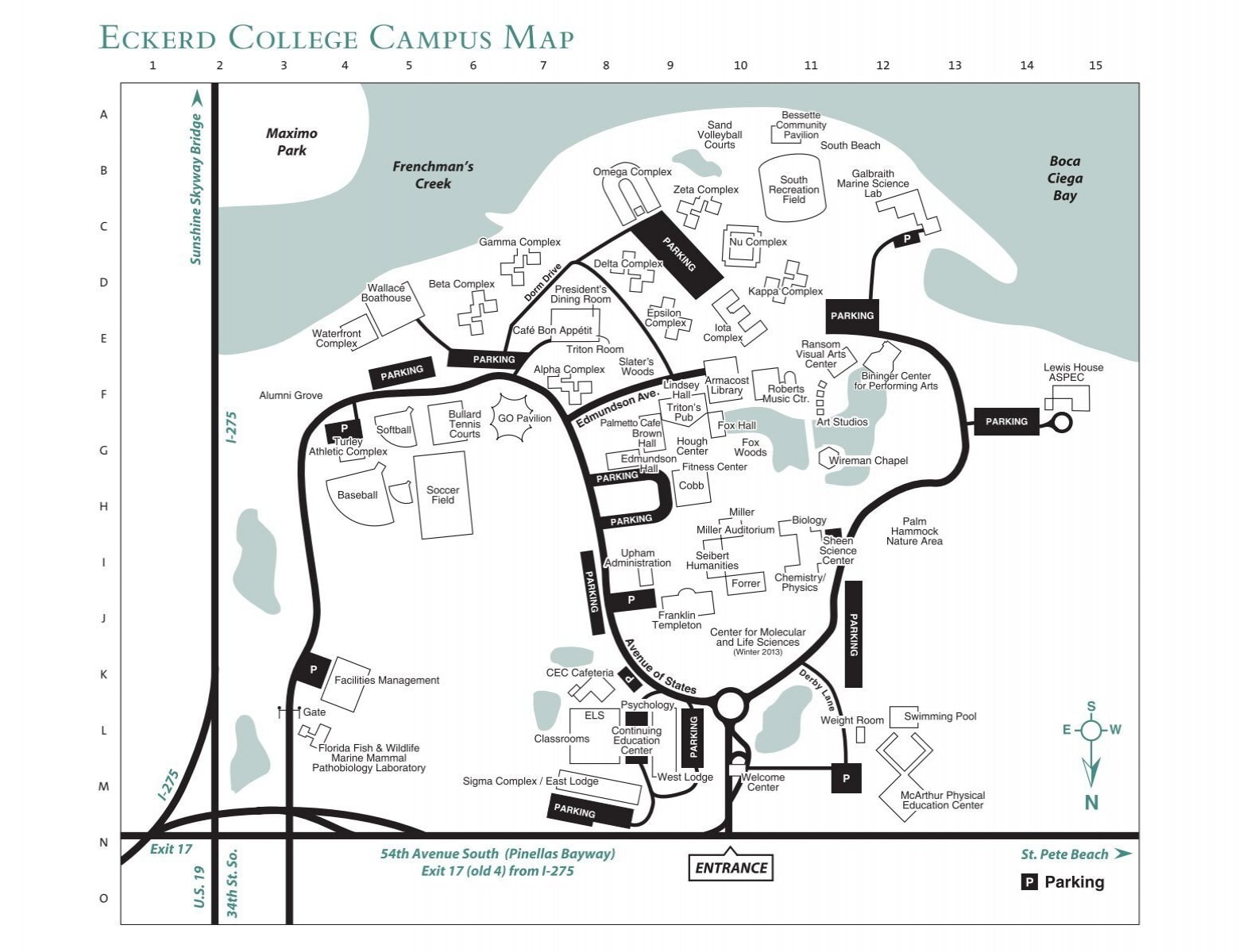 Eckerd College campus map showing McArthur Center location